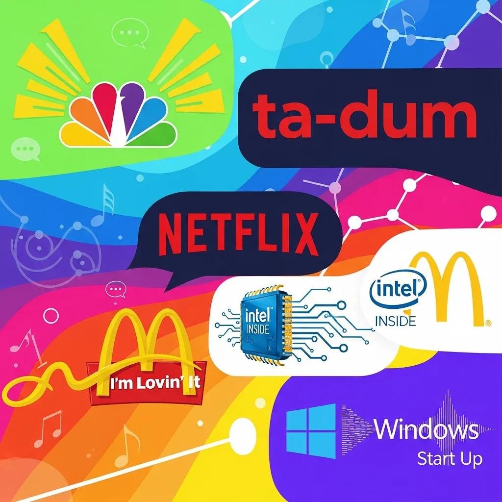 Collage of famous sound logos illustrating distinctiveness in sound trademarks