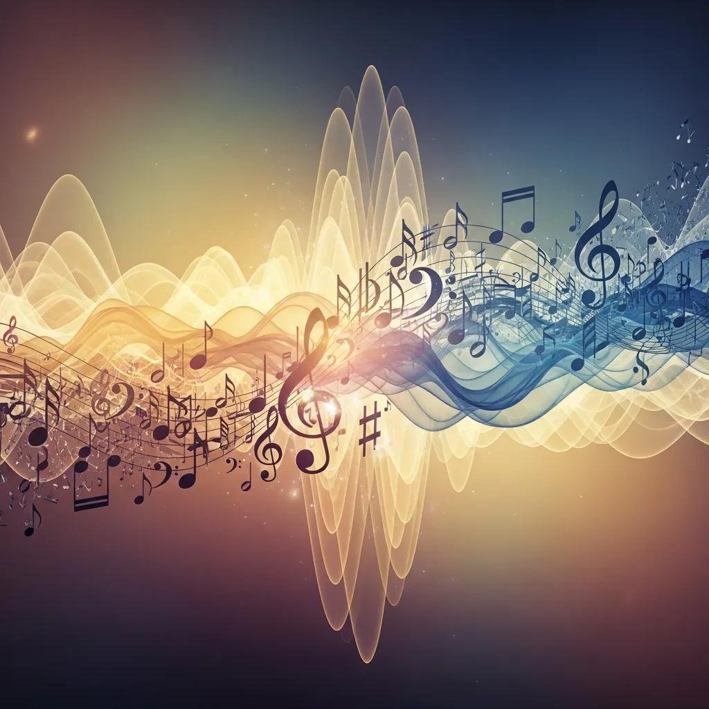 Artistic representation of sound waves and musical notes symbolizing emotional connections in authentic sound branding
